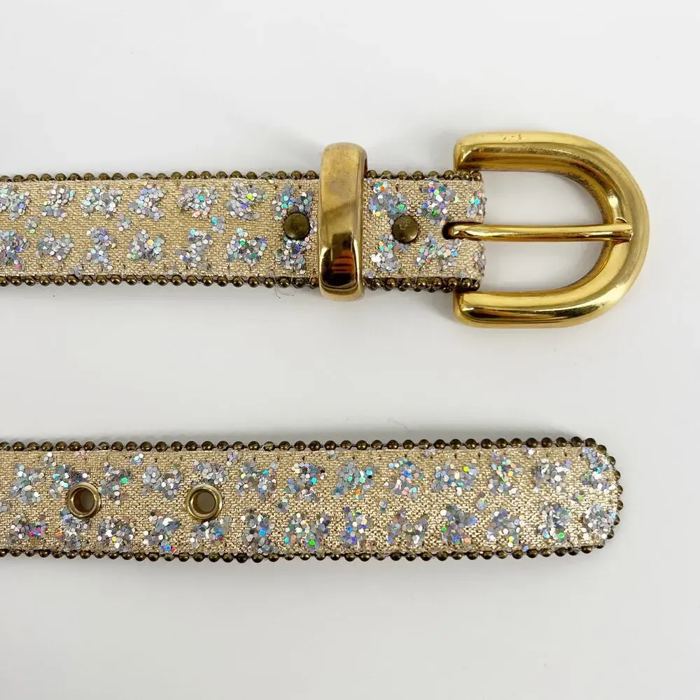 Y2K gold sparkle glitter belt 2000s vintage